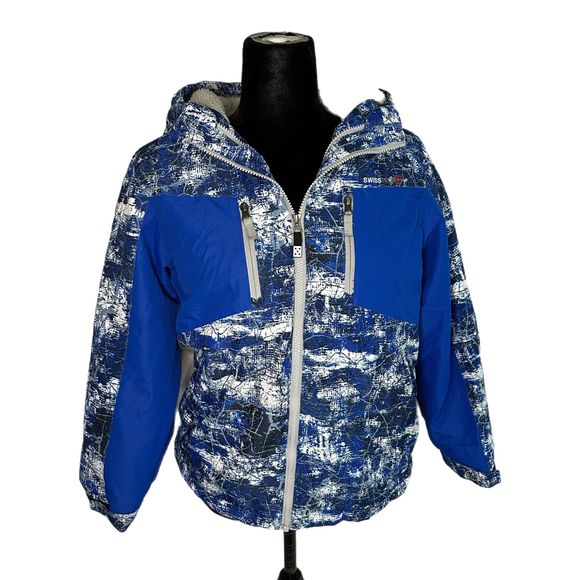 Swiss Tech Blue and White Coat, Large, Pre-owned - Picture 3 of 9